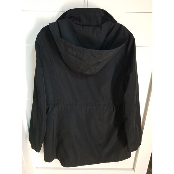 Women's Liz Claiborne Hooded Winter Coat Large Black Full Zip - Picture 3 of 11
